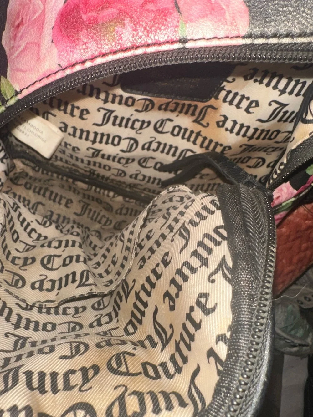 Juicy Couture Black Floral Panel Mini Backpack